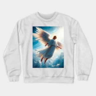 Blonde angel flying in the blue sky Crewneck Sweatshirt